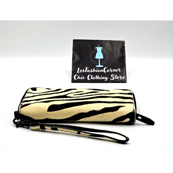 Loeffler Randall Women's Zebra Print Hair Calf Leather Wristlet Clutch 401 - Picture 12 of 14